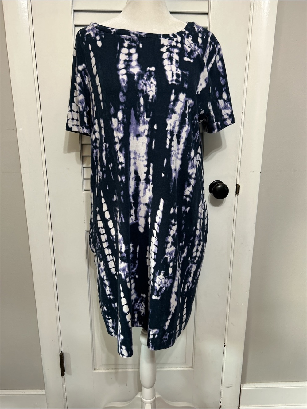 Ellen Tracy Indigo tie-dye T-shirt Dress Size XL - Picture 3 of 8